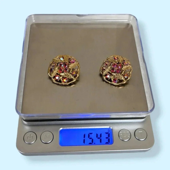 Vintage Sarah Cov Red AB Crystal Earrings - Picture 5 of 5